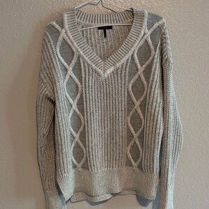 Bobi Black Gray Cable Knit Sweater